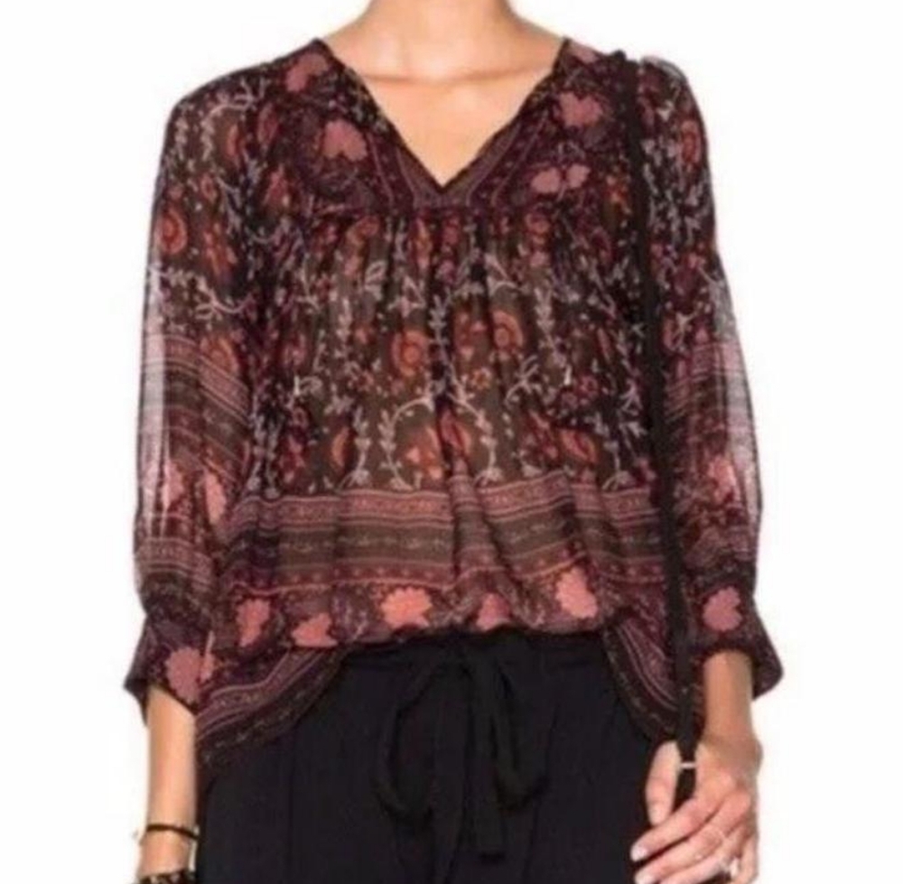 0 Ulla Johnson Silk Boho Printed Bea Blouse